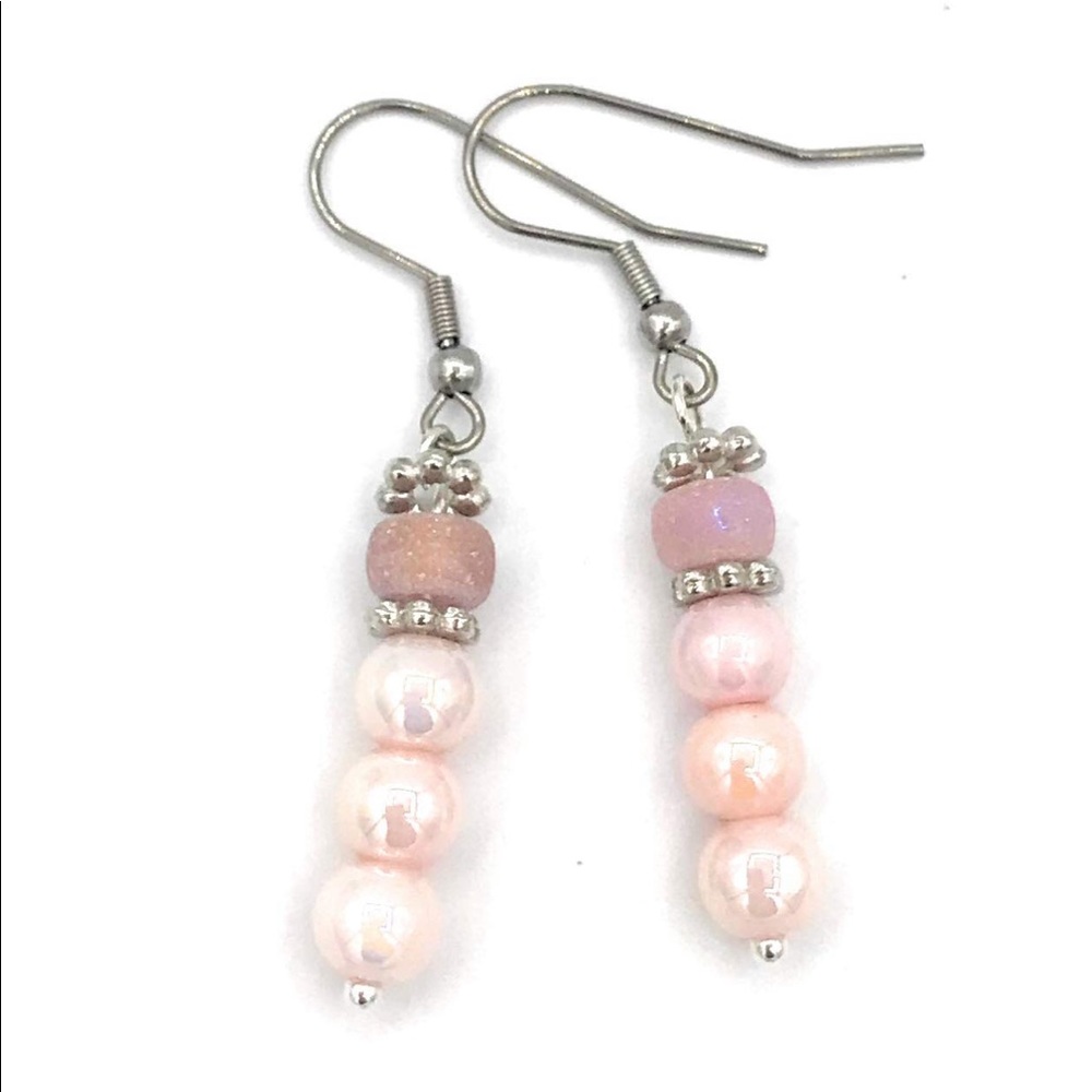 Pink Beaded Earrings